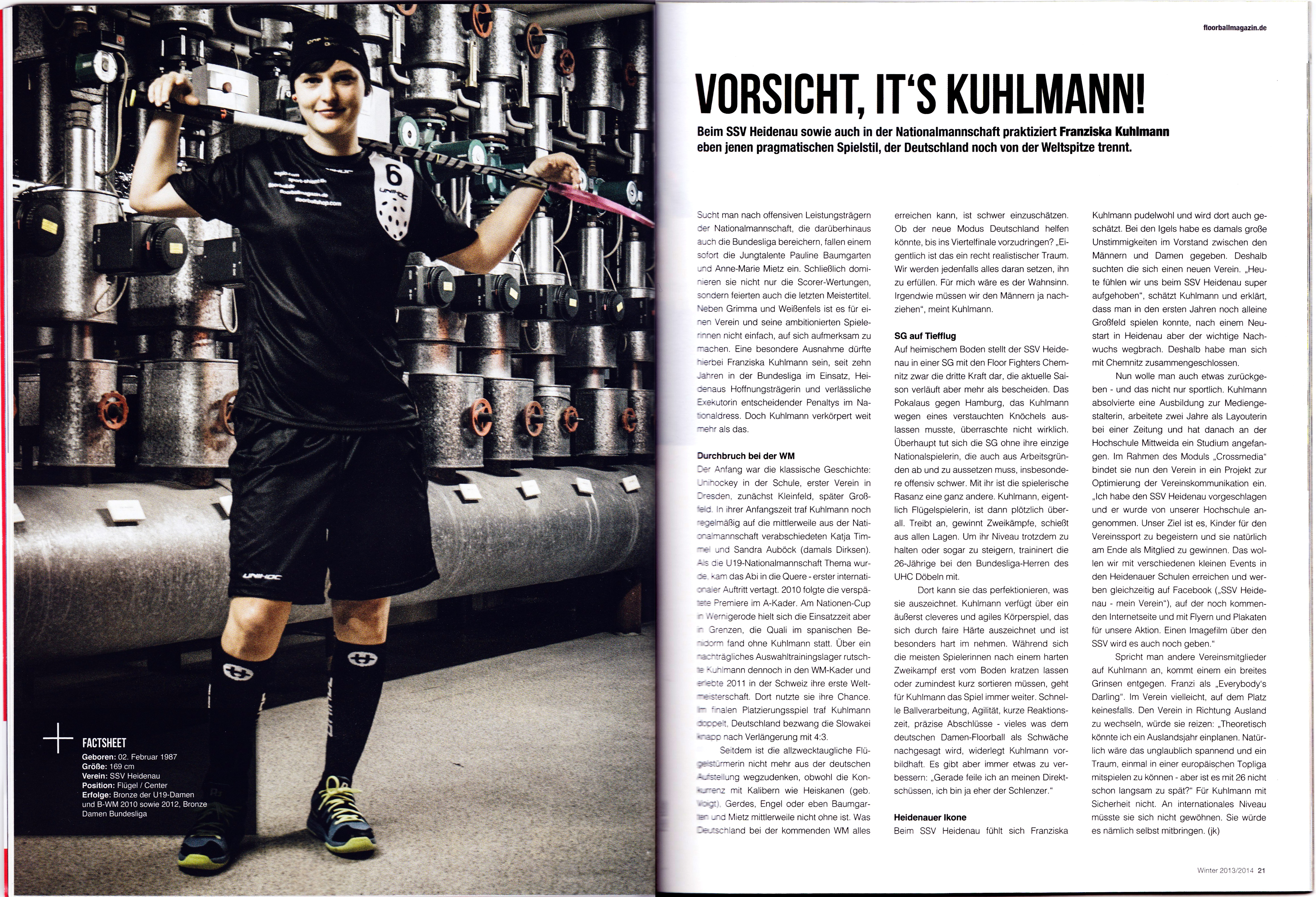 Floorball Magazin über Franziska Kuhlmann
